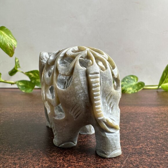 Carved Soapstone Elephant Figurine - Picture 6 of 7